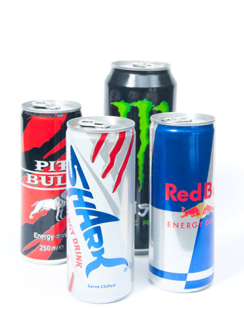 Various Energy Drink Brands Sofia,Bulgaria - August 22, 2011: Product shot of various energy drink brands.Studio shot on white background Bulgarian distribution monster energy stock pictures, royalty-free photos & images