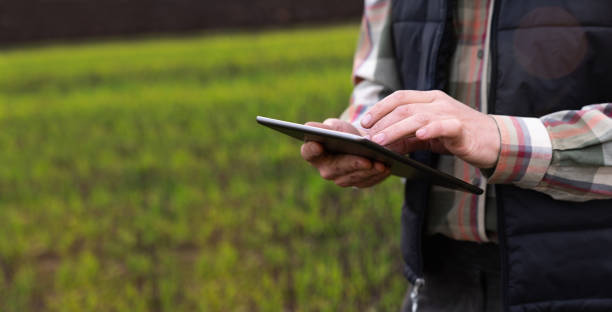 istock Farmer with digital tablet on an agricultural field. 1473238706