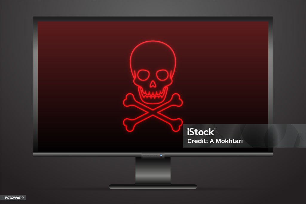 Sony Ransomware Skull Screen Skull On Screen Hacker Virus Danger Stock Illustration - Download Image ...