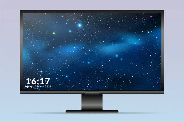 Vector illustration of Screen with starry sky display.