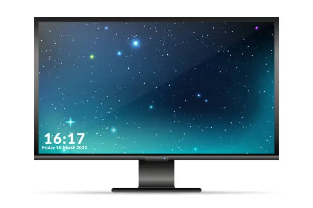 Vector illustration of Screen with starry sky display.