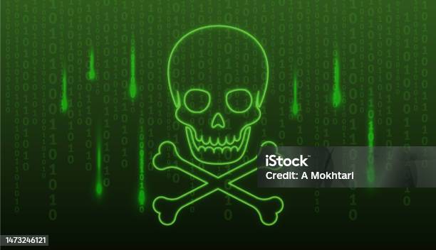 Skull And Binary Code Stock Illustration - Download Image Now - Skull ...