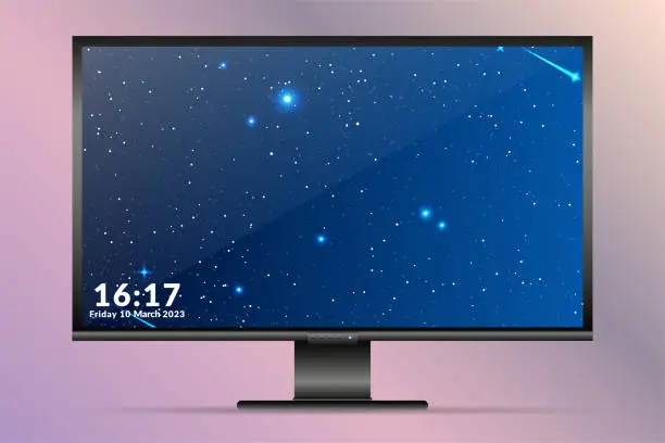 Vector illustration of Screen with starry sky display.