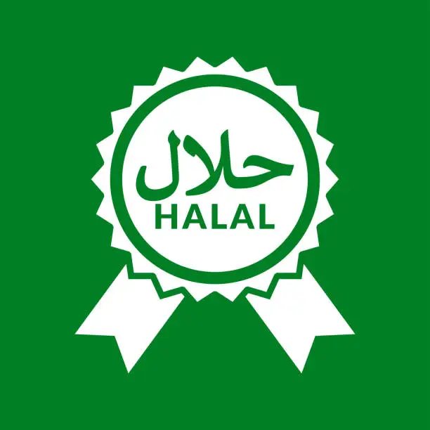 Vector illustration of Icone Halal and cockade.