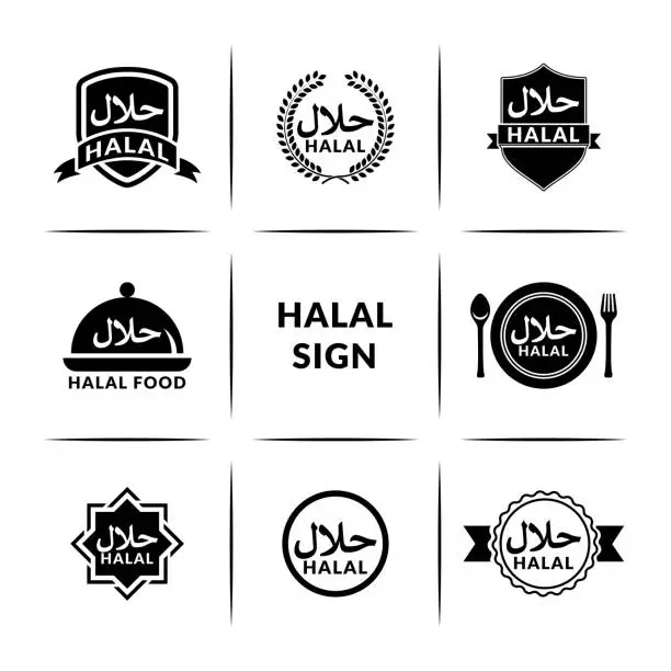 Vector illustration of Halal icon set.