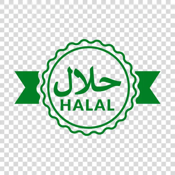 Vector illustration of Halal icon, certification.