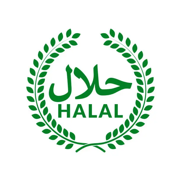 Vector illustration of Green Halal icon.