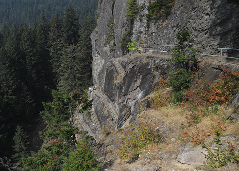Switchback on the trail at Beacon Rock State Park, Columbia Gorge, Washington