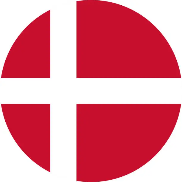 Vector illustration of Denmark flag button on white background