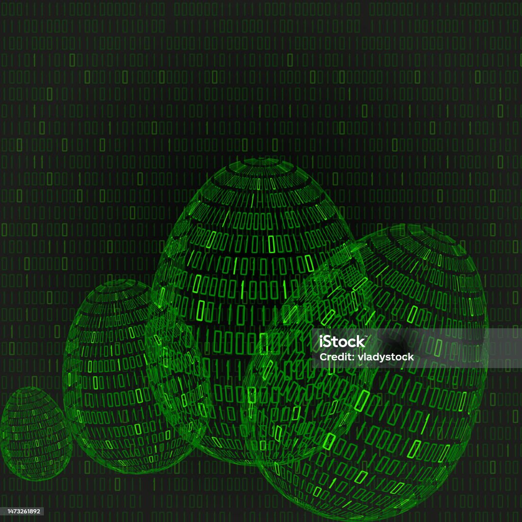 Easter Binary Code Abstract Easter Egg With Binary Code Inside Happy Easter Vector ...