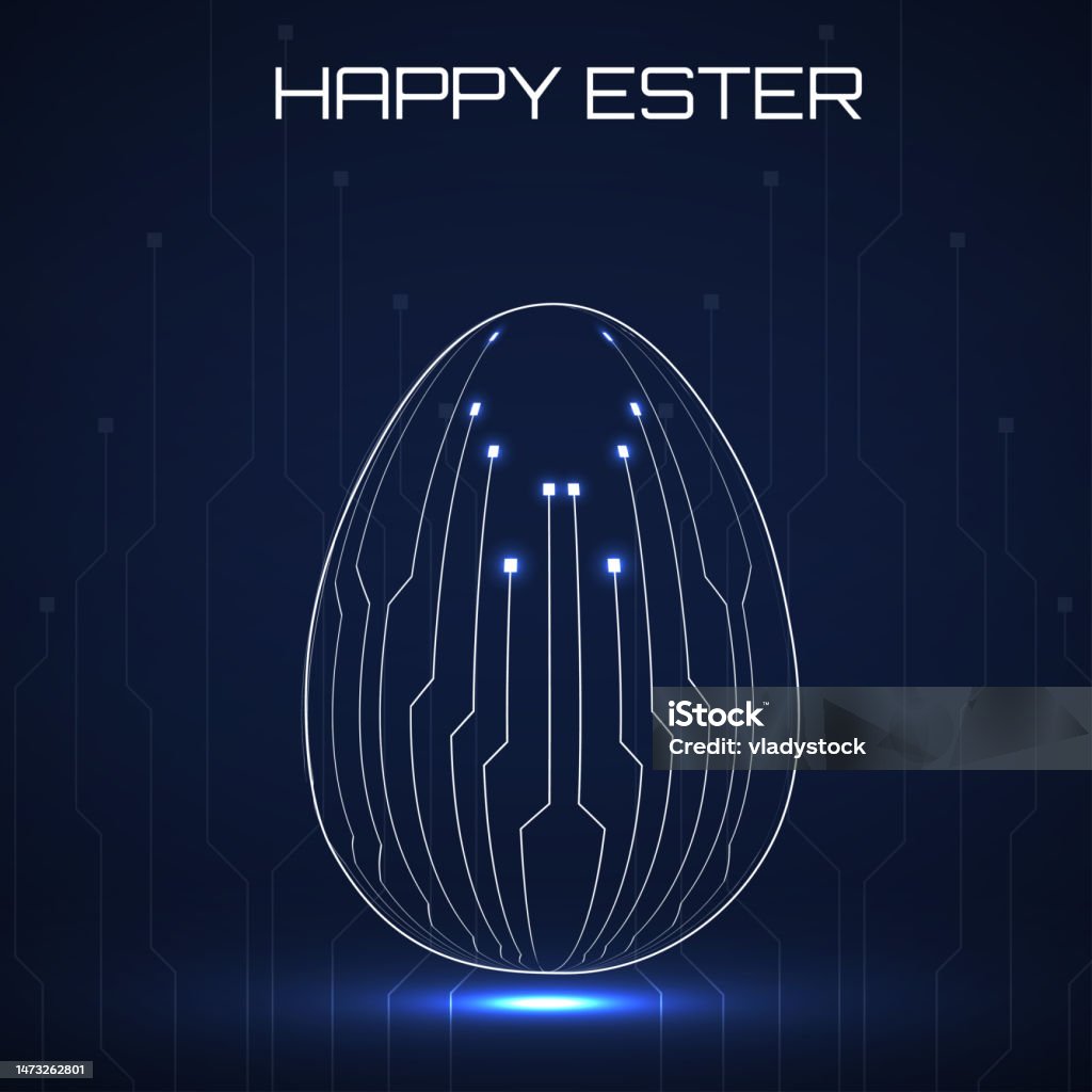 Abstract Technology Easter Eggs With Circuit Board Happy Easter Egg ...