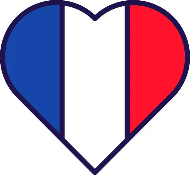 Vector illustration of France country official flag in heart form vector