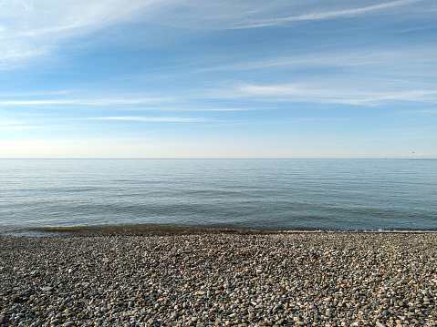 pebble beach of Batumi in the evening