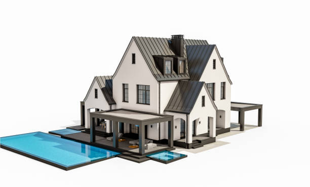 istock 3d rendering of white and black modern Tudor house isolated on white 1473272643