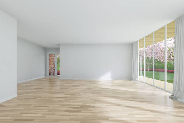 istock Modern style empty white house room interior with blank wall for copy space 3d render. 1473274303