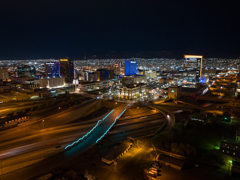 Drone shot of downtown El Paso, Texas
