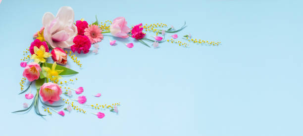 istock beautiful spring flowers on blue background 1473278047
