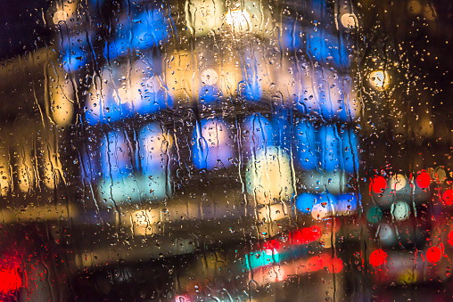 Abstract background on a rainy night, London, England, UK