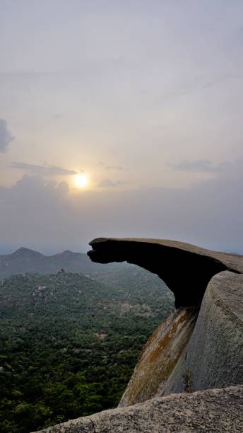 Hanging Rock of Avalabetta peak located in Chikaballapur, Karnataka.