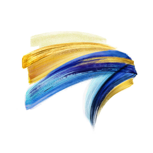 istock abstract brush strokes isolated on white background, watercolor clip art, ultramarine blue gold, golden glitter paint smear, hand painted artistic shapes 1473285884