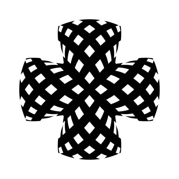 Vector illustration of Cross with geometric decorative pattern symbol icon
