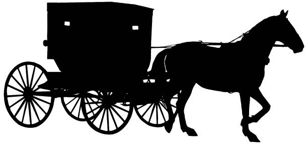 Amish Horse and Buggy silhouette Silhouette of an Amish Horse and Buggy amish people stock illustrations