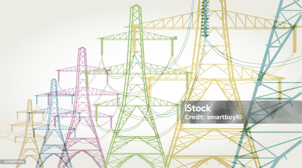 Pylon Cable Layout Electricity Pylons Stock Illustration - Download Image Now - Brochure ...
