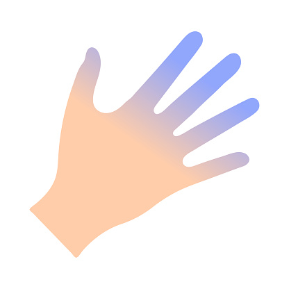 Cold hand. Frozen hand. Feeling cold. Fever or flu. The hand getting blue of cold. Vector illustration
