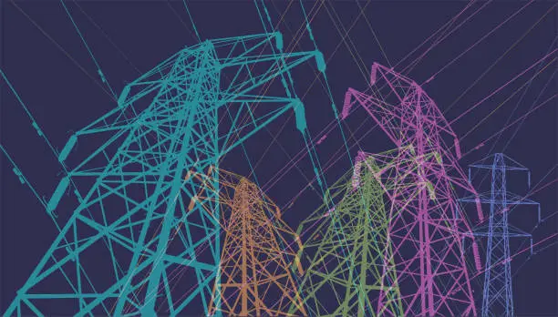 Vector illustration of Electricity Pylons