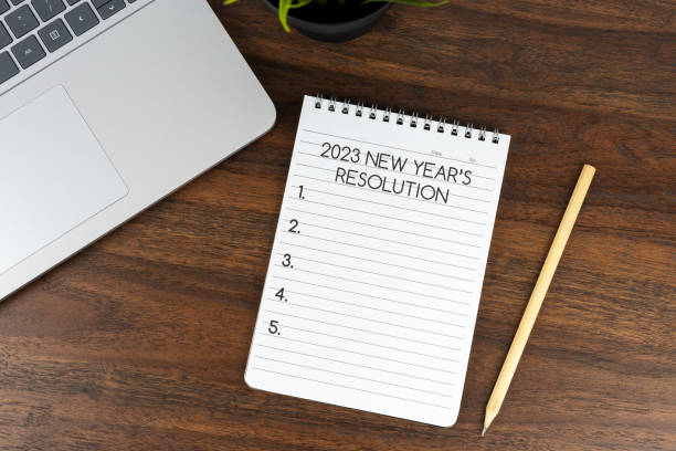 istock 2023 New Year's resolutions text on note pad on top of office desk 1473306723