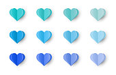 istock Paper cut heart icons. Love symbol set for Valentine’s Day, Mother’s Day and Women’s Day. Vector illustration 1473313404