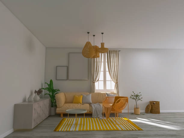 istock Living room interior 3d render, 3d illustration 1473314087
