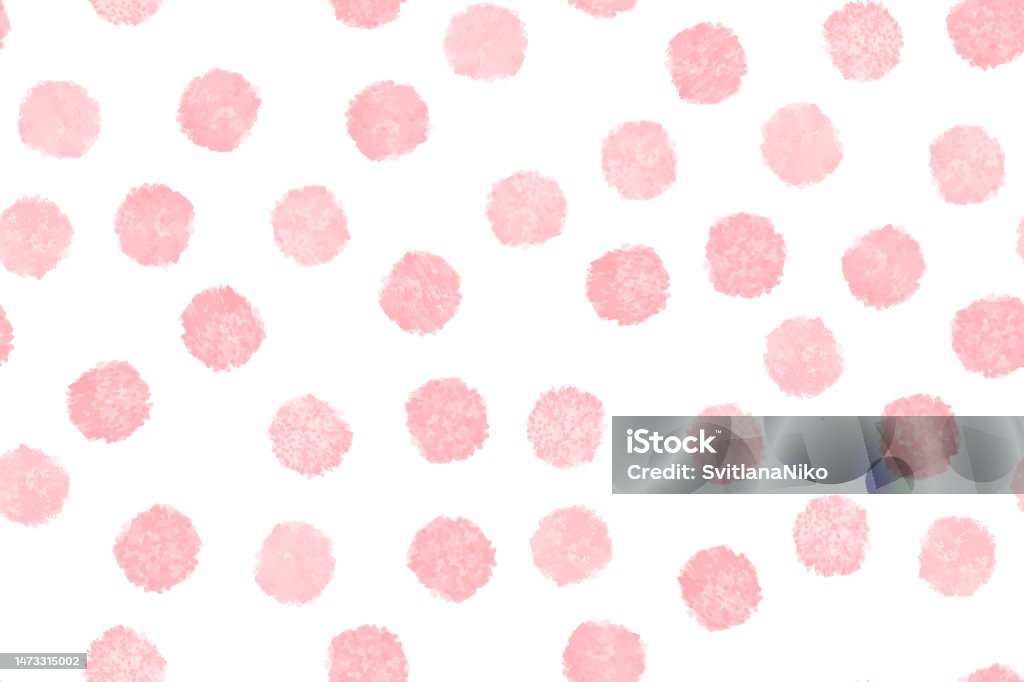 Random Drawn Dots Seamless Pattern Pink Watercolor Circles In A Chaotic ...