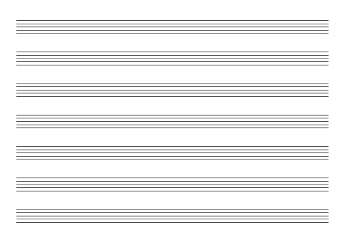 Blank sheet music page template. Lined page with note stave.