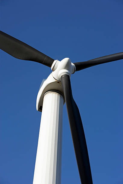 Power generating windmill closeup stock photo