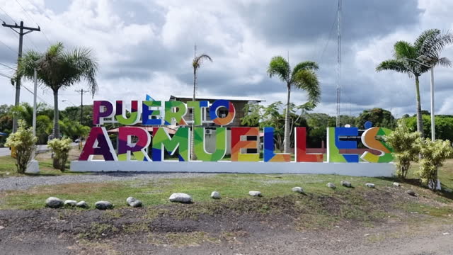 Panama, Port Armuelles welcome sign
