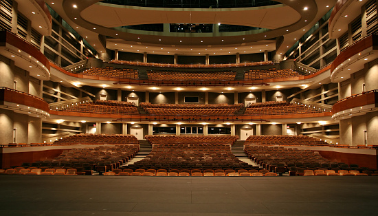 A large concert hall all lit up