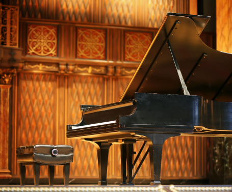 Concert grand piano on stage