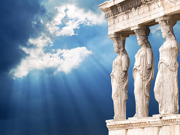 Paradise Famous Caryatid in Acropolis, Athens, Greece Iconic Landmark goddess of ocean stock pictures, royalty-free photos & images