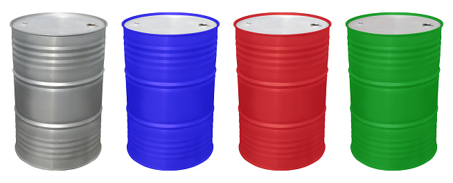 metal barrel for petroleum products, on a white background in insulation