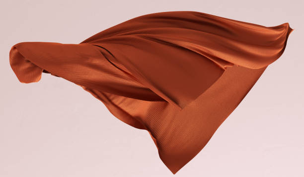 istock Isolated flying fabric design element, beautiful flowing abstract piece of satin cloth, 3d rendering fashion background. 1473333086