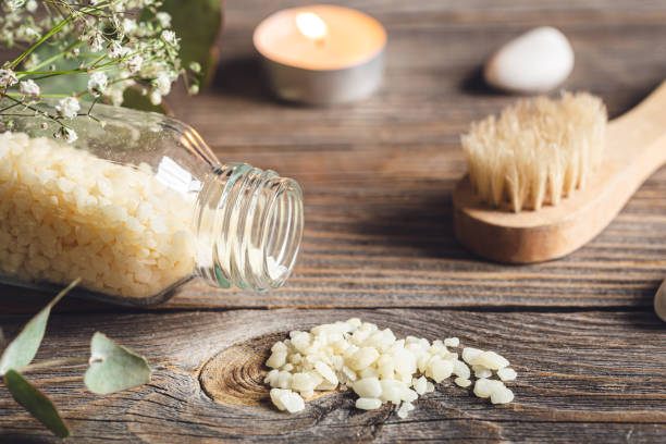 istock Spa composition with jar of sea salt closeup. 1473336489
