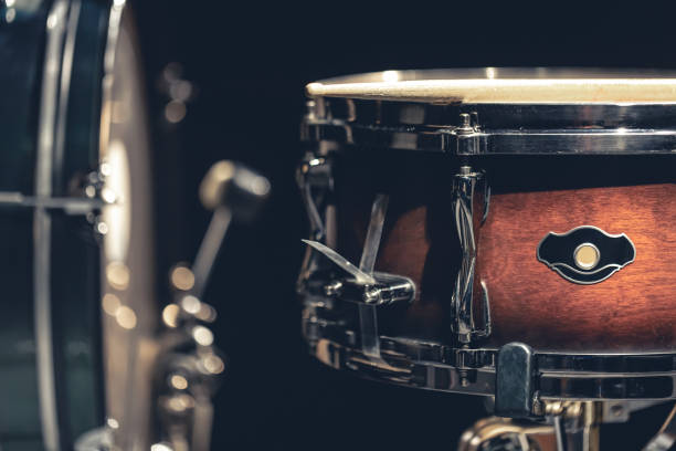 istock Close-up, snare drum on a dark background isolated. 1473337494