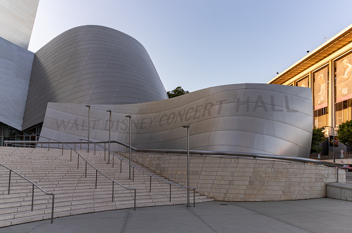 Los Angeles, United States - November 18, 2022: A close-up picture of the Walt Disney Concert Hall.