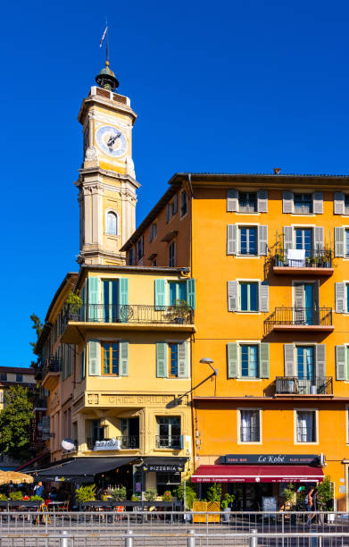 Tour Saint Francois, Saint Francis Clock Tower in Vieille Ville historic old town district of Nice on French Riviera in France stock photo