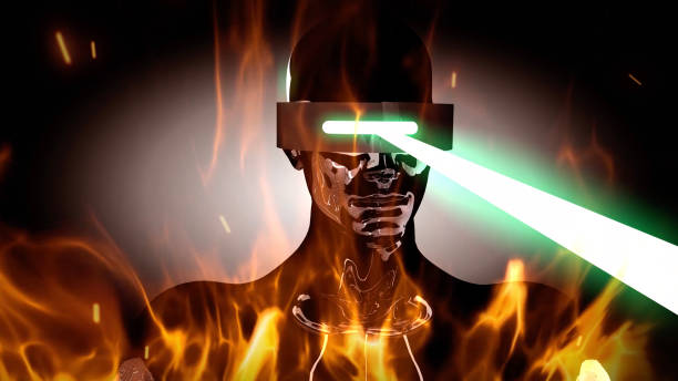 istock Laser Eyed Superhero Extinguishes Fire 1473343851