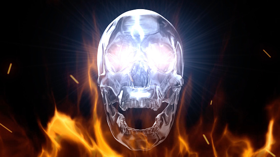 The devilishly laughing skull with lighted eyed in flames. / You can see the animation movie of this image from my iStock video portfolio. Video number: 1472831025