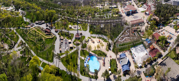 istock Aerial attractions in spring Kharkiv city park 1473346575