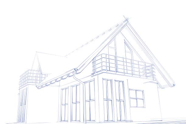 boceto de casa moderna - perspectiva de una rata fotografías e imágenes de stock