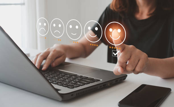 istock Customer review satisfaction feedback survey concept. User give rating to service experience on online application. Customer can evaluate quality of service leading to reputation ranking of business. 1473357616